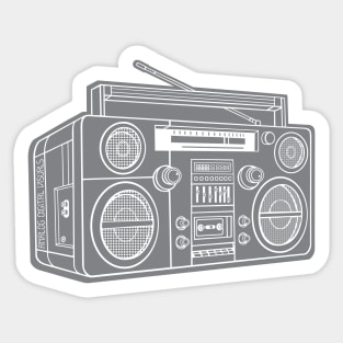 Boombox (White Lines + Gray Drop Shadow) Analog / Music Sticker